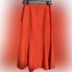 Newport News Ladies Sz 2 Coral Long Mermaid Linen Skirt Church Business Casual